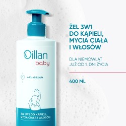 Zdjęcie produktu - #0 OILLAN BABY - żel do mycia ciała i włos&oacute;w 3w1 od 1. dnia życia, 400ml