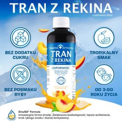 Zdjęcie produktu - #2 DOMOWA APTECZKA Tran z rekina o smaku mango-brzoskwinia emulsja, 250ml (nowa formuła)