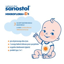 Zdjęcie produktu - #2 Sanostol Mikroflora + D3 krople dla dzieci i dorosłych, 8 ml