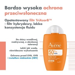 Zdjęcie produktu - #2 AVENE Eau Thermale Wysoka ochrona przeciwsłoneczna Ultra Fluid niewidoczny na sk&oacute;rze SPF50, 50ml