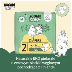 Zdjęcie produktu - #1 MOOMIN BABY Newborn Pieluszki ekologiczne 2 (3-6kg), 56szt.