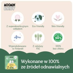 Zdjęcie produktu - #2 MOOMIN BABY Newborn Pieluszki ekologiczne 2 (3-6kg), 56szt.