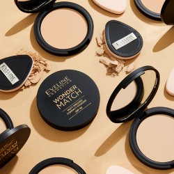 Zdjęcie produktu - #0 EVELINE Wonder Match Matowy puder prasowany z filtrem ochronnym SPF30 Nr 02, 8g