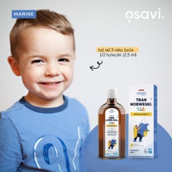 Zdjęcie produktu - #0 OSAVI Marine Tran norweski Kids 500mg Omega 3 cytrynowy, 250 ml