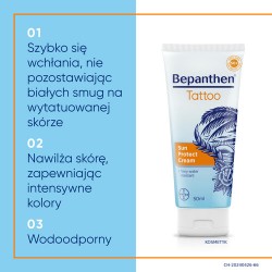 Zdjęcie produktu - #1 Bepanthen Tattoo - Krem przeciwsłoneczny SPF 50+ UVA/UVB, 50ml