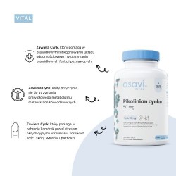 Zdjęcie produktu - #2 OSAVI Vital Pikolinian cynku 50mg cynk, 180 kaps. wegańskich