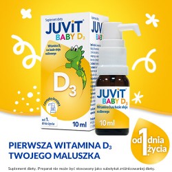 Zdjęcie produktu - #0 Juvit Baby D3 krople, 10 ml - suplement diety z witaminą D3 dla niemowląt i dzieci