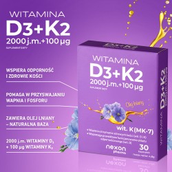 Zdjęcie produktu - #0 Witamina D3 + K2 2000 j.m. + 100 &mu;g, 30 kaps.