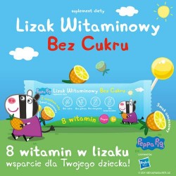 Zdjęcie produktu - #0 PEPPA PIG Lizak witaminowy bez cukru smak ananasowy, 1 sztuka