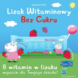 Zdjęcie produktu - #0 PEPPA PIG Lizak witaminowy bez cukru smak malinowy, 1 sztuka