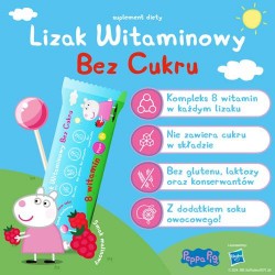 Zdjęcie produktu - #1 PEPPA PIG Lizak witaminowy bez cukru smak malinowy, 1 sztuka