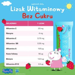 Zdjęcie produktu - #3 PEPPA PIG Lizak witaminowy bez cukru smak malinowy, 1 sztuka