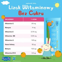 Zdjęcie produktu - #3 PEPPA PIG Lizak witaminowy bez cukru smak pomarańczowy, 1 sztuka