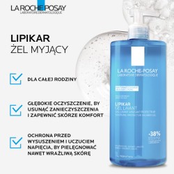 Zdjęcie produktu - #0 La Roche-Posay Lipikar Ochronny i kojący żel do mycia twarzy i ciała, 1000 ml