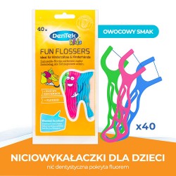 Zdjęcie produktu - #0 DENTEK Kids Wykałaczki z nicią dentystyczną dla dzieci Fyn Flossers, 40szt.