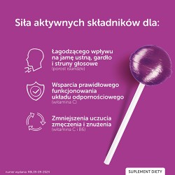 Zdjęcie produktu - #0 JUSTVIT Lizak na gardło o smaku malinowo-porzeczkowym, 1 szt.