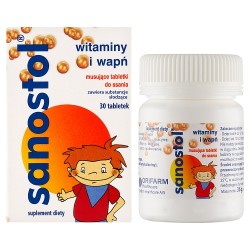 Zdjęcie produktu - #0 Sanostol Witaminy i wapń dla dzieci, 30 tabl. do ssania