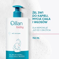 Zdjęcie produktu - #0 OILLAN Baby Żel 3w1 do kąpieli, mycia ciała i włos&oacute;w, 750ml