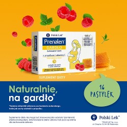 Zdjęcie produktu - #3 Prenalen Gardło smak malinowy, 16 past. do ssania - suplement diety z witaminą C i propolisem