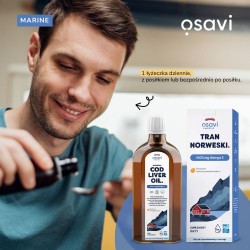 Zdjęcie produktu - #0 Osavi Tran Norweski 1000 mg Omega 3 aromat pomarańczowy, 500 ml