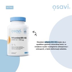 Zdjęcie produktu - #2 Osavi Witamina D3 + K2 2000IU, 120 kaps.