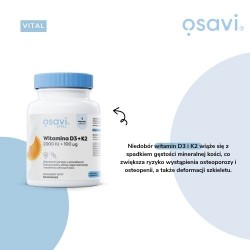 Zdjęcie produktu - #2 Osavi Witamina D3 2000IU + K2 100 mcg, 60 kaps.