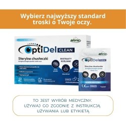 Zdjęcie produktu - #4 OptiDel Clean Sterylne chusteczki do higieny brzeg&oacute;w powiek i okolic oczu, 20 szt.