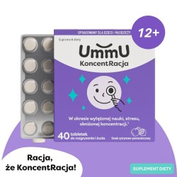 Zdjęcie produktu - #0 UmmU KoncentRacja 12+ tabletki do rozgryzania i żucia o smaku cytrynowo pomarańczowym, 40 szt. - dla dzieci i młodzieży