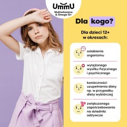 Zdjęcie produktu - #4 Ummu Multiwitamina & Omega 12+ pastylki żelowe do rozgryzania i żucia o owocowym smaku, 27 szt. - dla dzieci i młodzieży