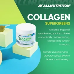 Miniaturka artykułu - #1 Allnutrition Collagen Supergreens smak zielone jabłko, 300 g