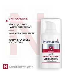 Zdjęcie produktu - #2 Pharmaceris N OPTI-CAPILARIL Intensywny krem redukujący cienie i worki pod oczami SPF15, 15 ml