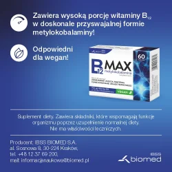 Miniaturka artykułu - #0 B12 Max Metylokobalamina, 60 tabl. - tabletki z witaminą B12