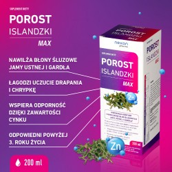 Zdjęcie produktu - #0 Porost Islandzki Max Syrop, 200 ml - suplement diety z cynkiem