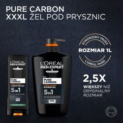 Zdjęcie produktu - #1 L'OREAL Men Expert Pure Carbon Total Clean Żel pod prysznic 5w1 dla mężczyzn, 1000 ml