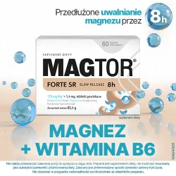 Miniaturka artykułu - #0 Magtor Forte SR, 60 tabl. - suplement diety z magnezem i witaminą B6