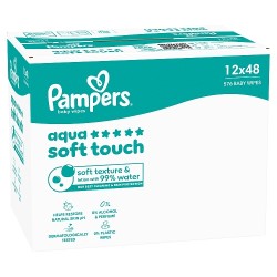 Zdjęcie produktu - #0 Pampers Aqua Soft Touch Chusteczki nawilżane, 12 x 48 szt.