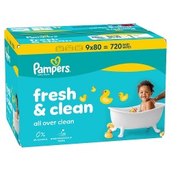 Zdjęcie produktu - #0 Pampers Fresh Clean Chusteczki nawilżane, 9 x 80 szt.