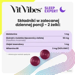 #3 – Vit Vibes Sleep Expert żelki z melatoniną o smaku jagodowym z nutą lawendy, 60 szt.