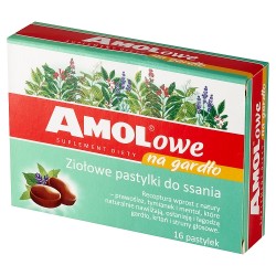 Zdjęcie produktu - #1 Amolowe Na gardło ziołowe pastylki do ssania, 16 szt.
