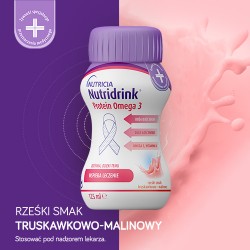 #1 – Nutridrink Protein Omega 3 rześki smak truskawkowo-malinowy megapack, 24 x 125 ml