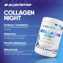 Miniaturka artykułu - #0 Allnutrition Collagen Night 12 000 mg smak truskawka-arbuz, 340 g