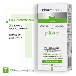 Zdjęcie produktu - #1 Pharmaceris T SEBO-ALMOND PEEL 5% Krem z 5% kwasem migdałowym na noc - I stopień złuszczania, 50 ml