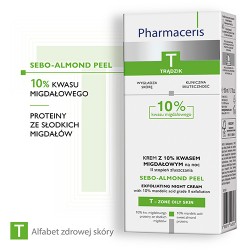 Zdjęcie produktu - #1 Pharmaceris T SEBO-ALMOND PEEL 10% Krem z 10% kwasem migdałowym na noc - II stopień złuszczania, 50 ml