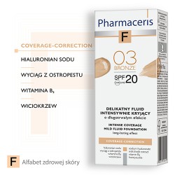 Zdjęcie produktu - #1 Pharmaceris F COVERAGE-CORRECTION Fluid intensywnie kryjący 03 BRONZE SPF20 30 ml