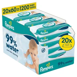 #5 – Pampers Aqua 99% Water Chusteczki nawilżane dla dzieci, 20 x 60 szt.