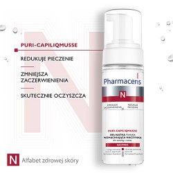 Zdjęcie produktu - #2 Pharmaceris N PURI-CAPILIQMUSSE Delikatna pianka wzmacniająca naczynka do mycia twarzy i oczu, 150 ml