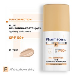 Zdjęcie produktu - #0 Pharmaceris F SUN-CORRECTION Fluid ochronno-korygujący 01 IVORY SPF50+, 30 ml