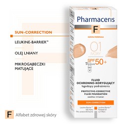 Zdjęcie produktu - #1 Pharmaceris F SUN-CORRECTION Fluid ochronno-korygujący 01 IVORY SPF50+, 30 ml
