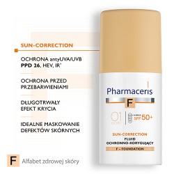 Zdjęcie produktu - #2 Pharmaceris F SUN-CORRECTION Fluid ochronno-korygujący 01 IVORY SPF50+, 30 ml