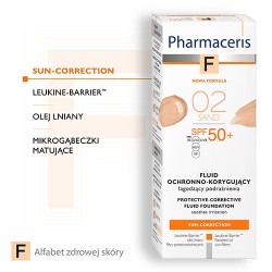 Zdjęcie produktu - #1 Pharmaceris F SUN-CORRECTION Fluid  ochronno-korygujący 02 SAND SPF50+, 30 ml